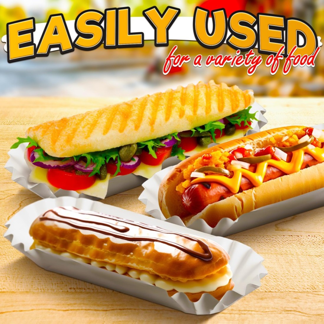 Hotdog Serving Tray for Food Serving 50Pcs White Hot Dog Trays Disposable Trays for Serving Food Trays for Party Serving Supplies Hotdog Tray Small White Paper Trays for Food Disposable Plates