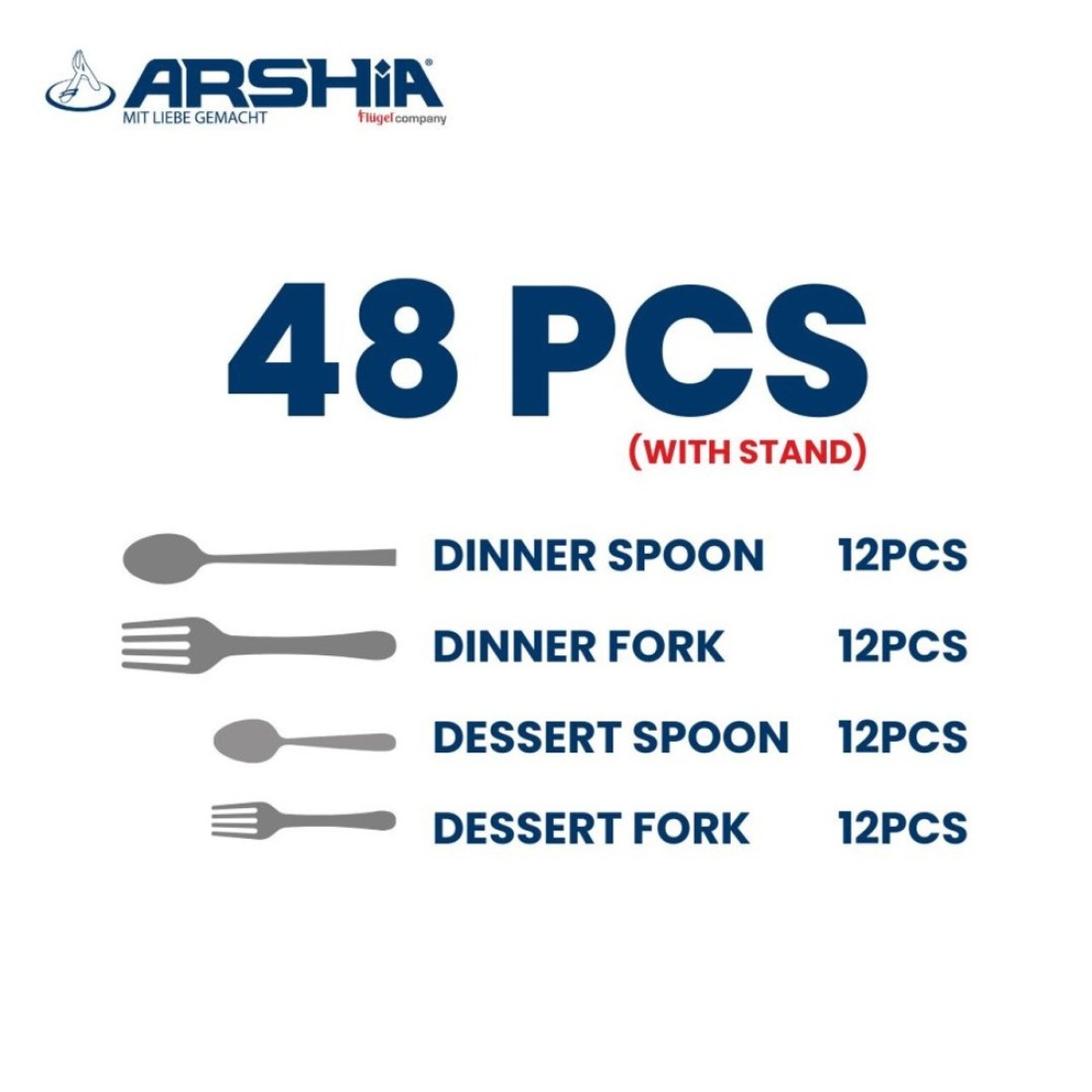 Arshia 48-piece Gold Sunblast Cutlery Set with Stand