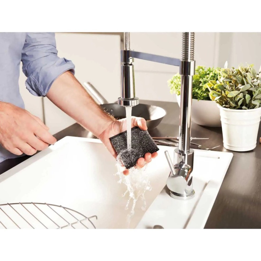 Vileda Glitzi Power Inox Dishwashing Metallic Scourer Silver 2 PCS