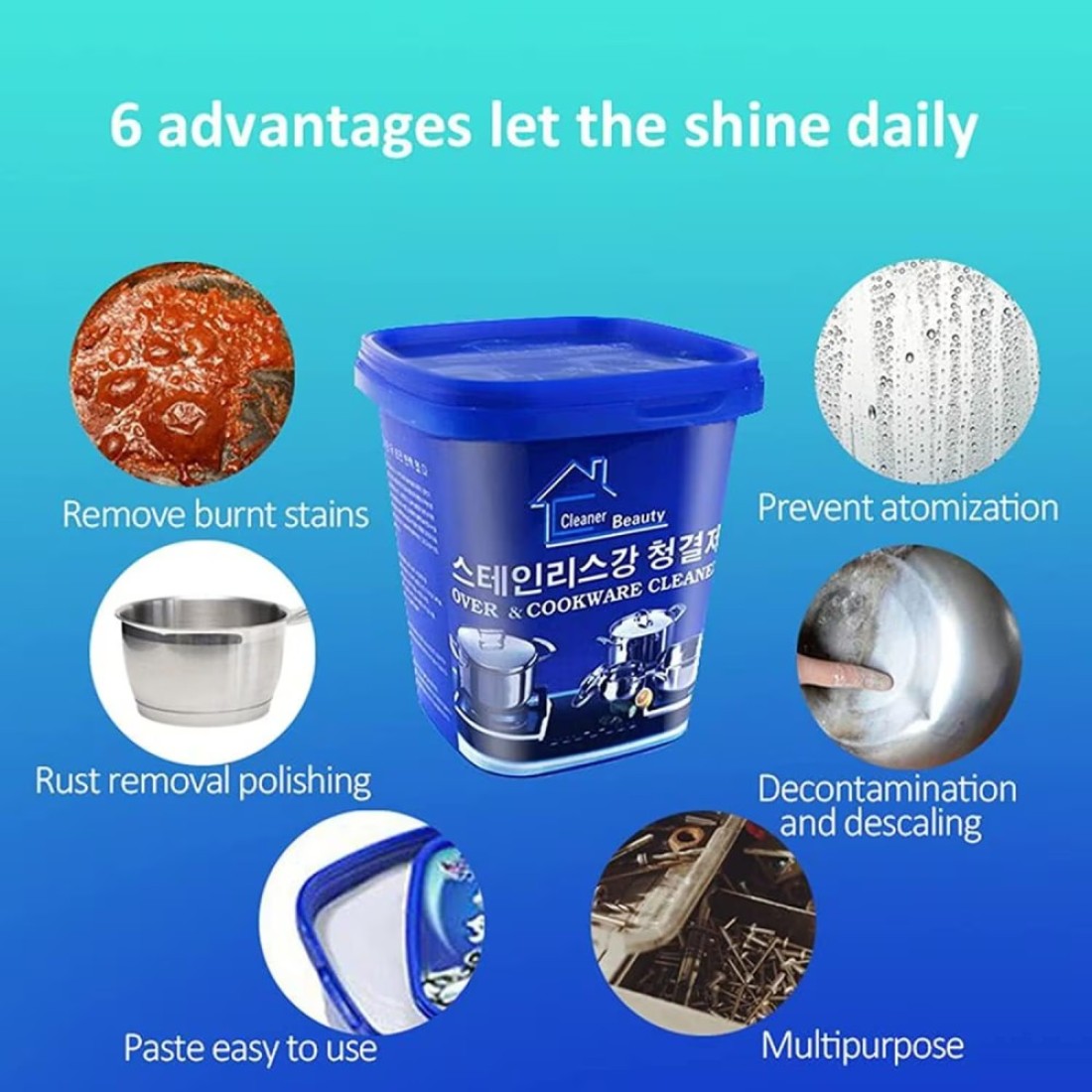 Heavy-Duty Oven &amp; Cookware Cleaner Powder Multi-Purpose Cleaning Paste for Stainless Steel, Pans, Grills, and Stovetops