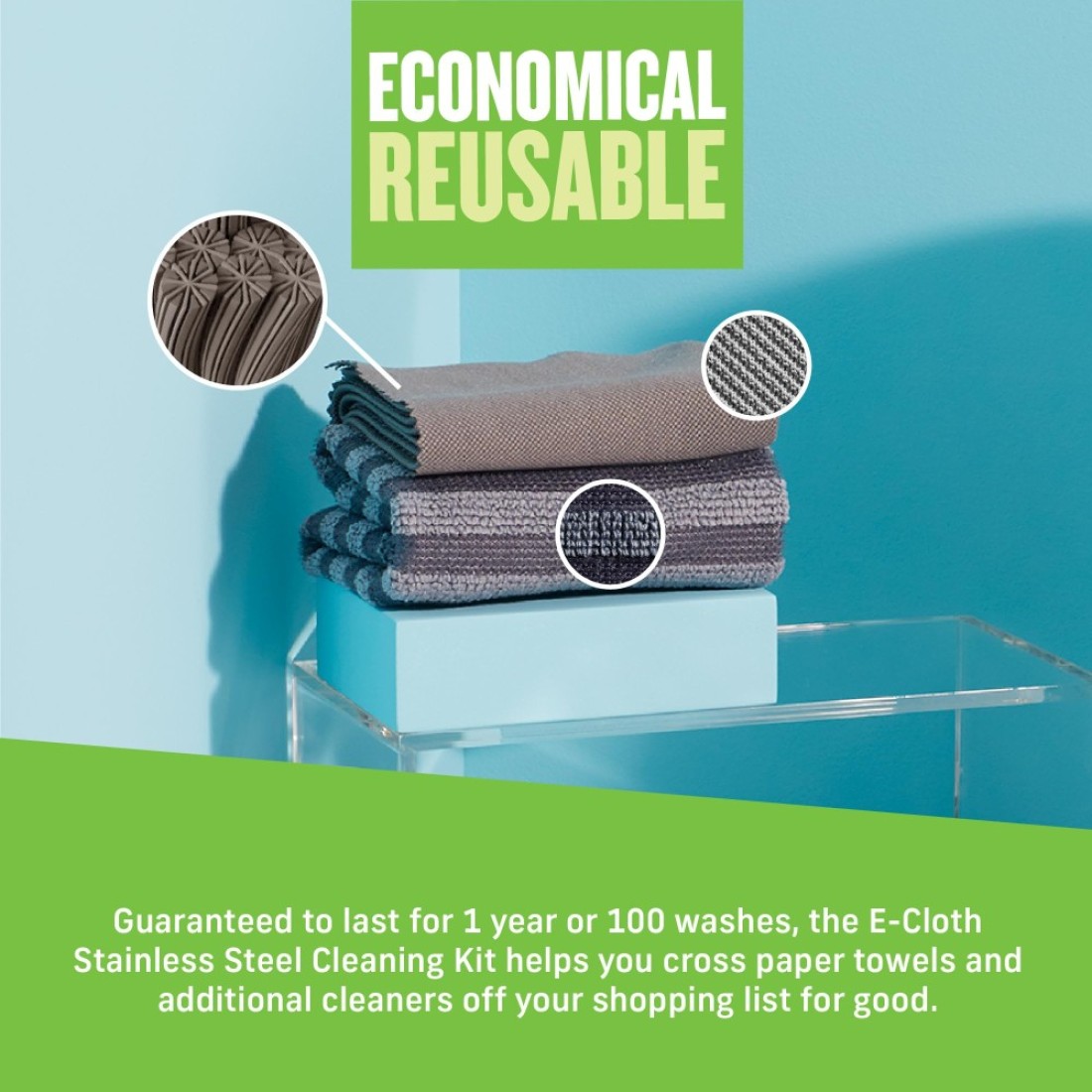 ECloth Stainless Steel Cleaning Kit Microfiber Stainless Steel Cleaner for a Spotless Shine Home Appliances Including Oven Stove and Refrigerators Washable and Reusable 100 Wash Promise