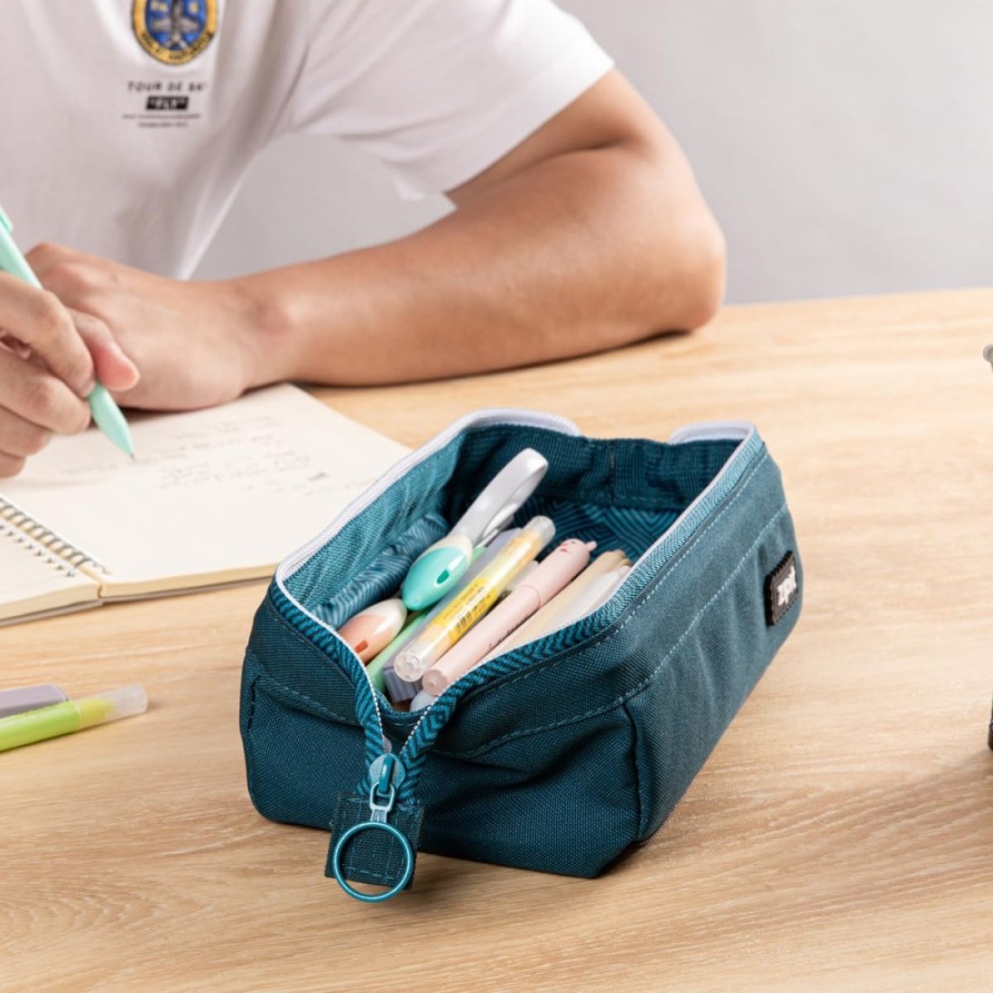 ZIPIT Lenny Pencil Case Large Capacity Pencil Pouch Pencil Bag for School College and Office Teal