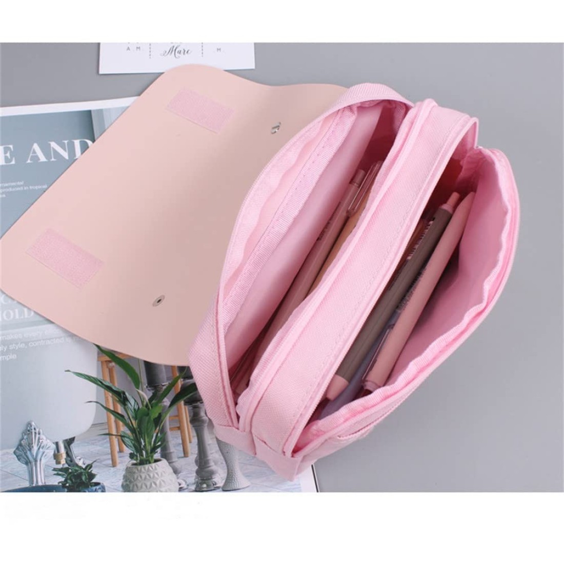 JELLYEA Kawaii Cherry Blossom Pencil Bag Pink Sweet Pencil Case Large Capacity Stationery Pouch School Supplies Makeup Bag Pink