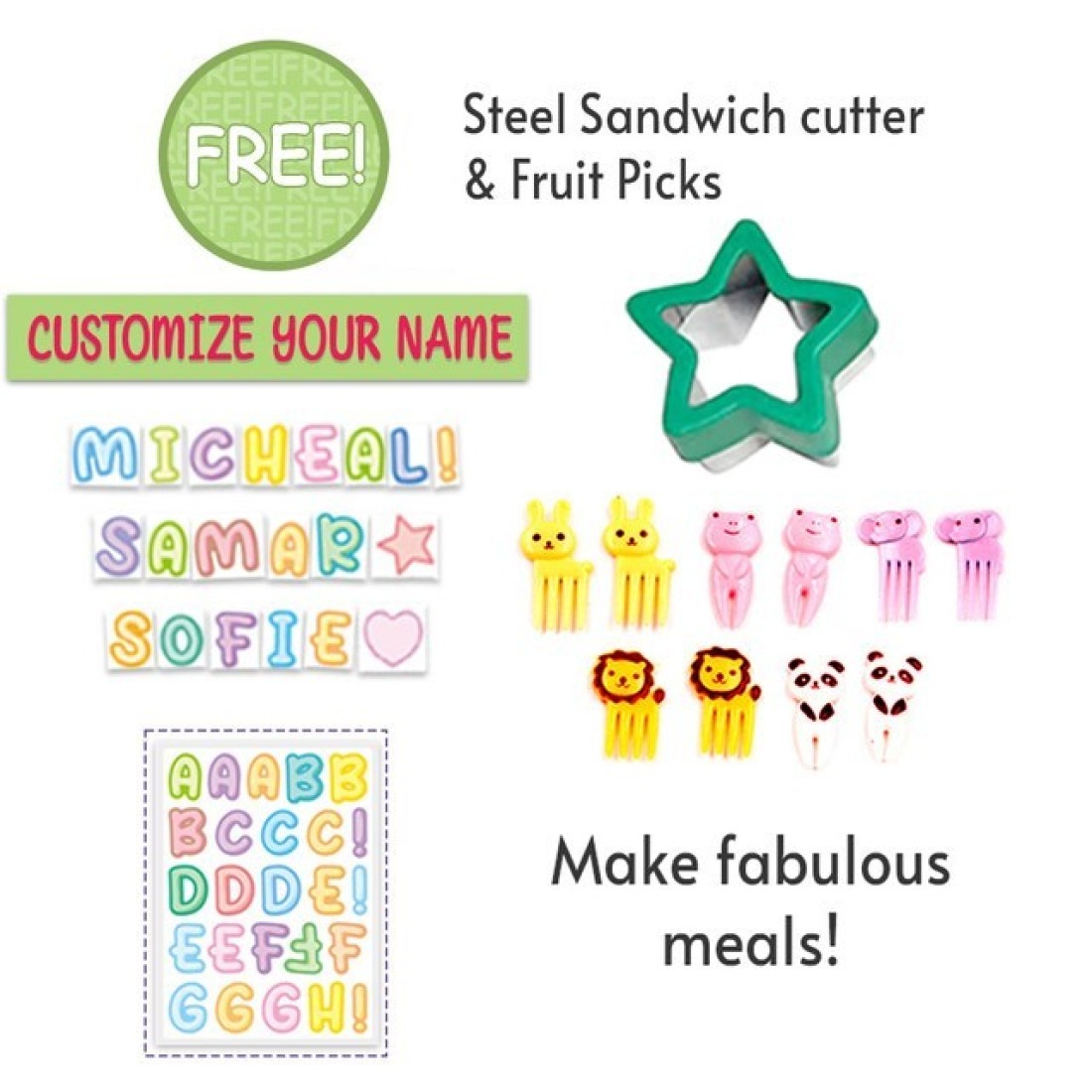 Eazy Kids 5 &amp; 4 Convertible Bento Lunch Box wt Sandwich Cutter Set - Gamer Girl