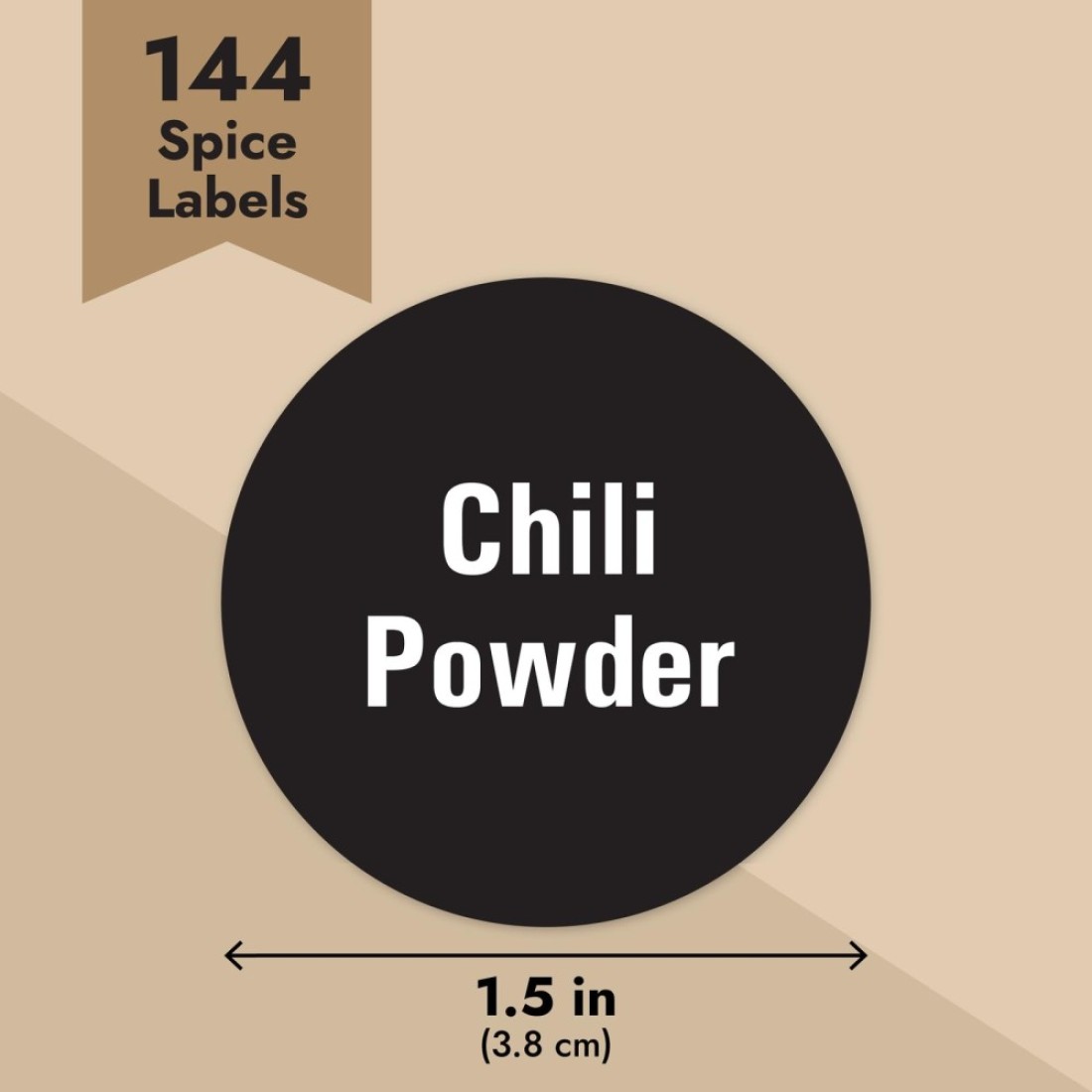 Talented Kitchen 144 Spice Jar Labels Round 15 Inch Preprinted Chalkboard Stickers for Spice Containers Water Resistant
