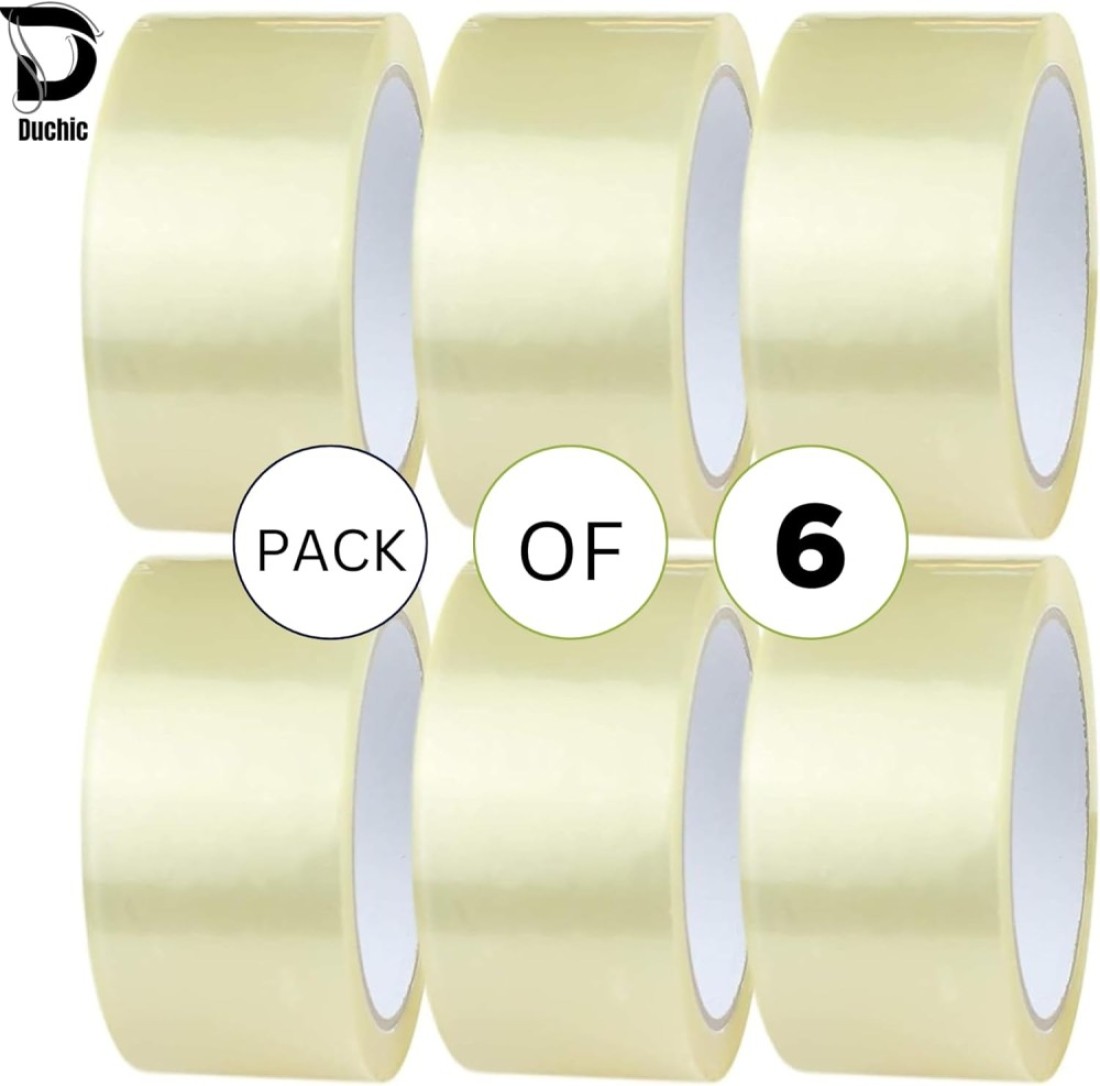 Duchic, Clear Packing Tape 2 inches x 50 yards Strong Heavy Duty Packaging Tape for Sealing Parcel Boxes, Moving Boxes Houses, Large Postal Bags, Office Supplies [6 Rolls]