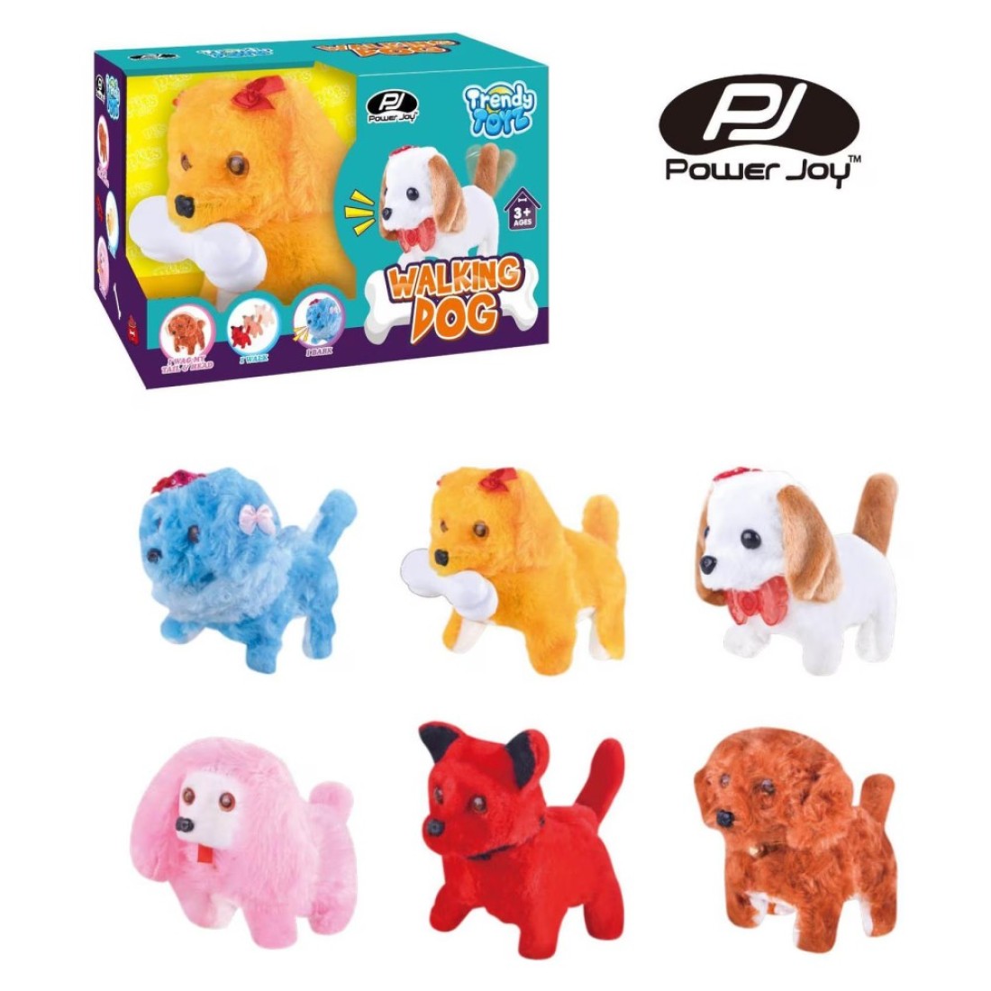 Power Joy Trendy Toyz Walking Dog Multicolour Pack of 5
