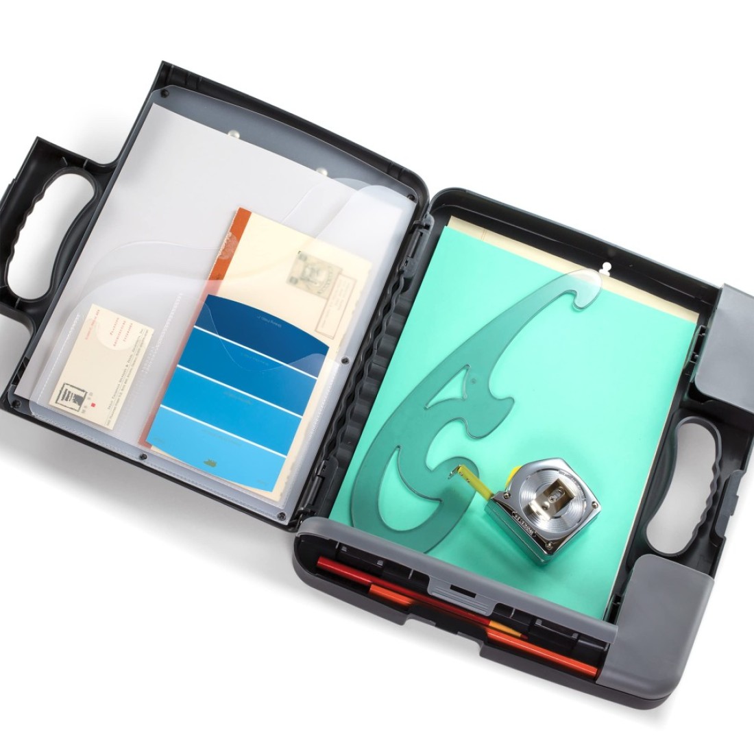 Officemate Portable Clipboard Storage plastic Case for A4 sizes Charcoal 833011134w x 112d x 1412h