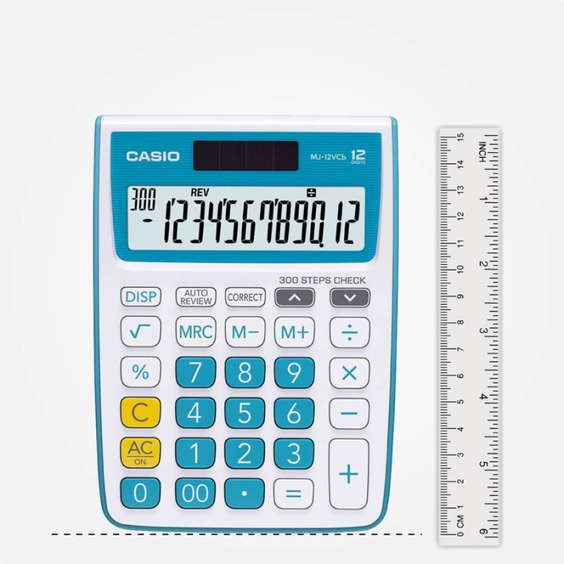 Casio MJ-12VCb-BU 300 Steps Check &amp; Correct Colourful Desktop Calculator (Blue)