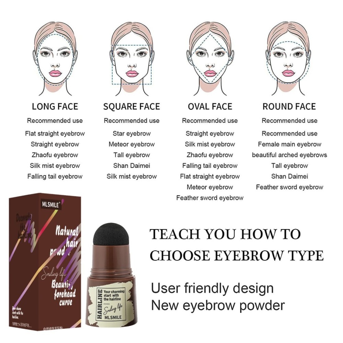 Eyebrow Stamp Stencil KitOne Step Brow Stamp Shaping Kit 3 in 1 Hairline Shadow Powder with 24 Reusable Eyebrow Stencils Hair Root Dark Brown