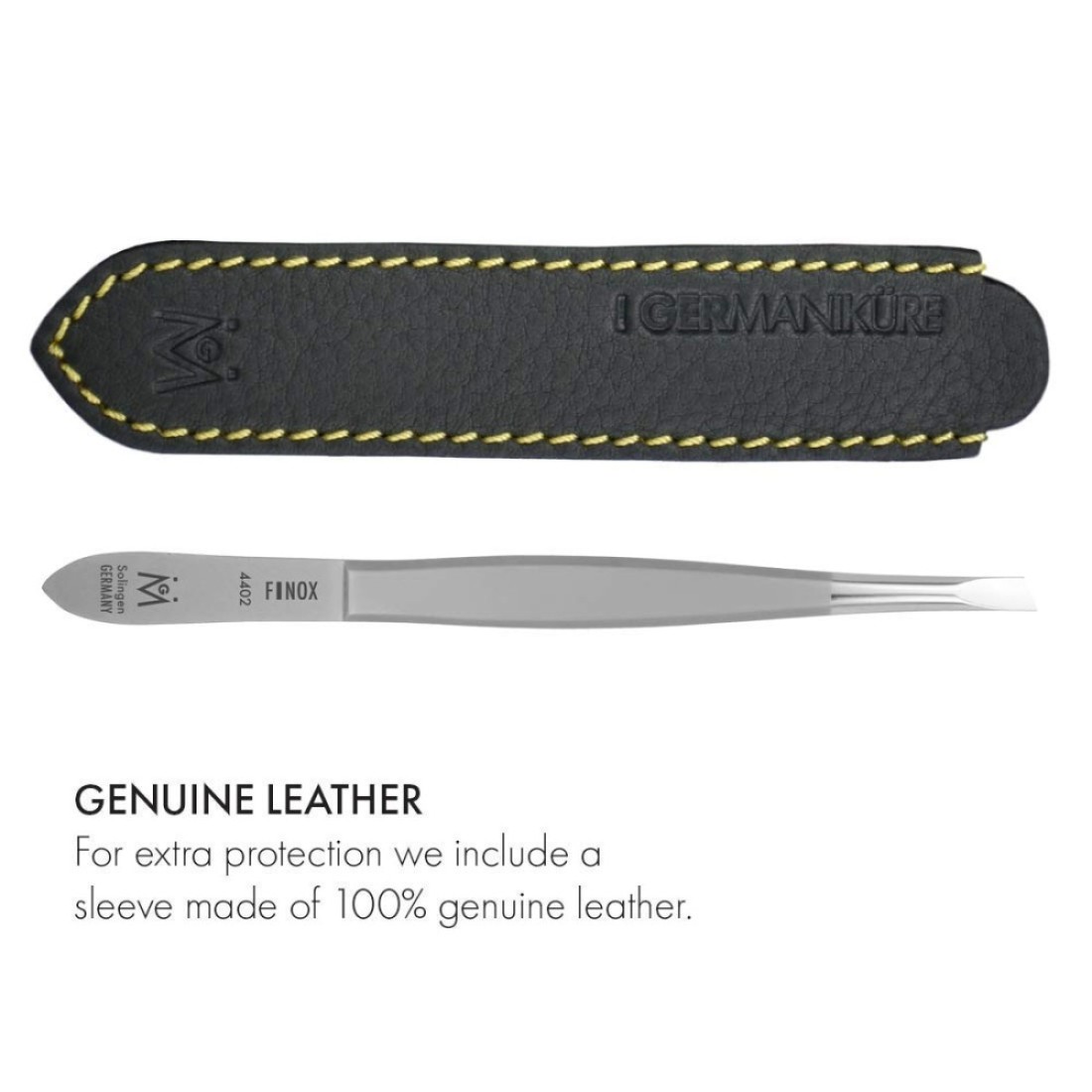 GERMANIKURE Slanted Tweezers in Leather Case Made in Solingen Germany