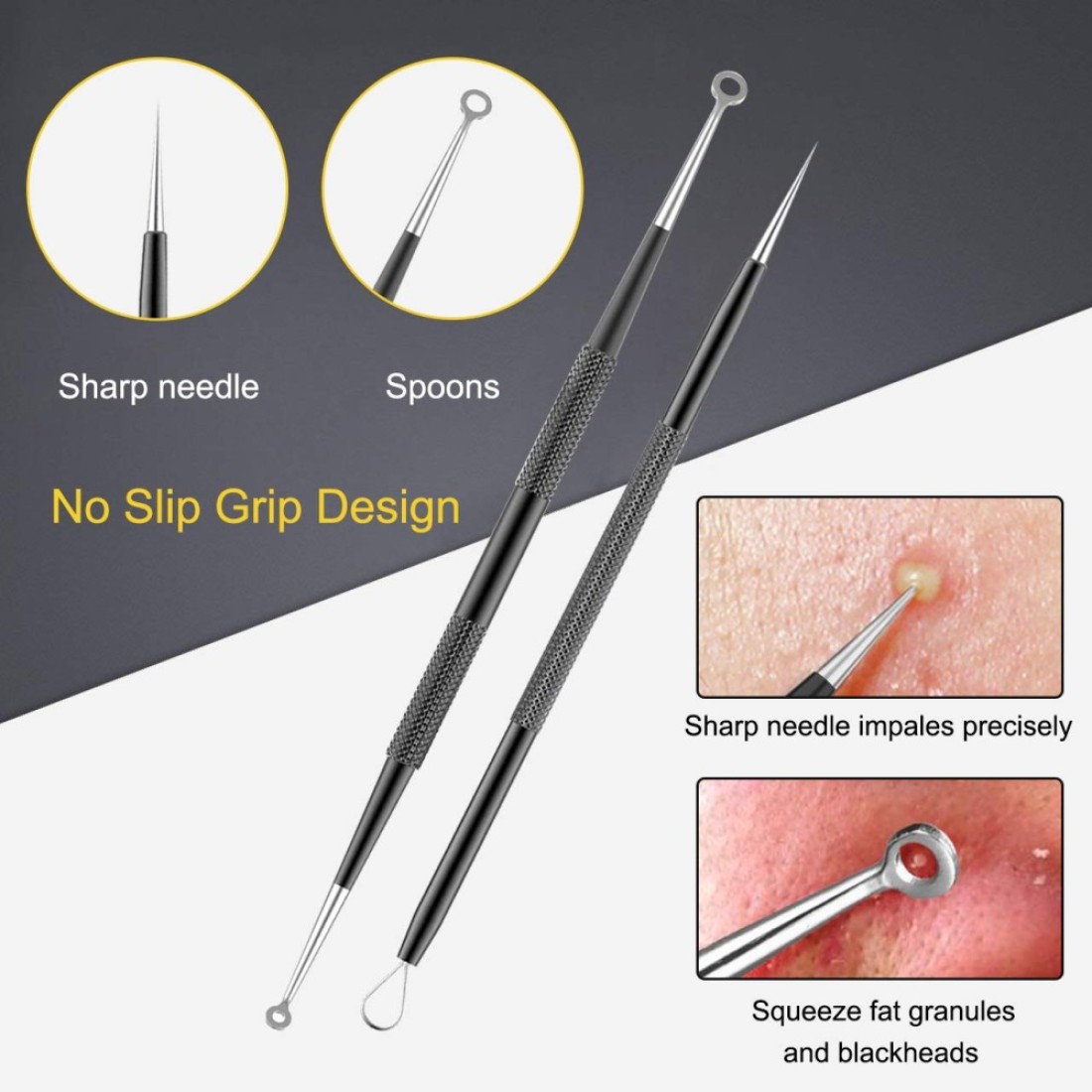 Pimple Popper Tool Kit Boxoyx 10 Pcs Blackhead Remover Comedone Extractor Kit with Box for Quick and Easy Removal of Pimples Blackheads Zit Removing ForeheadFacial and Nose Black
