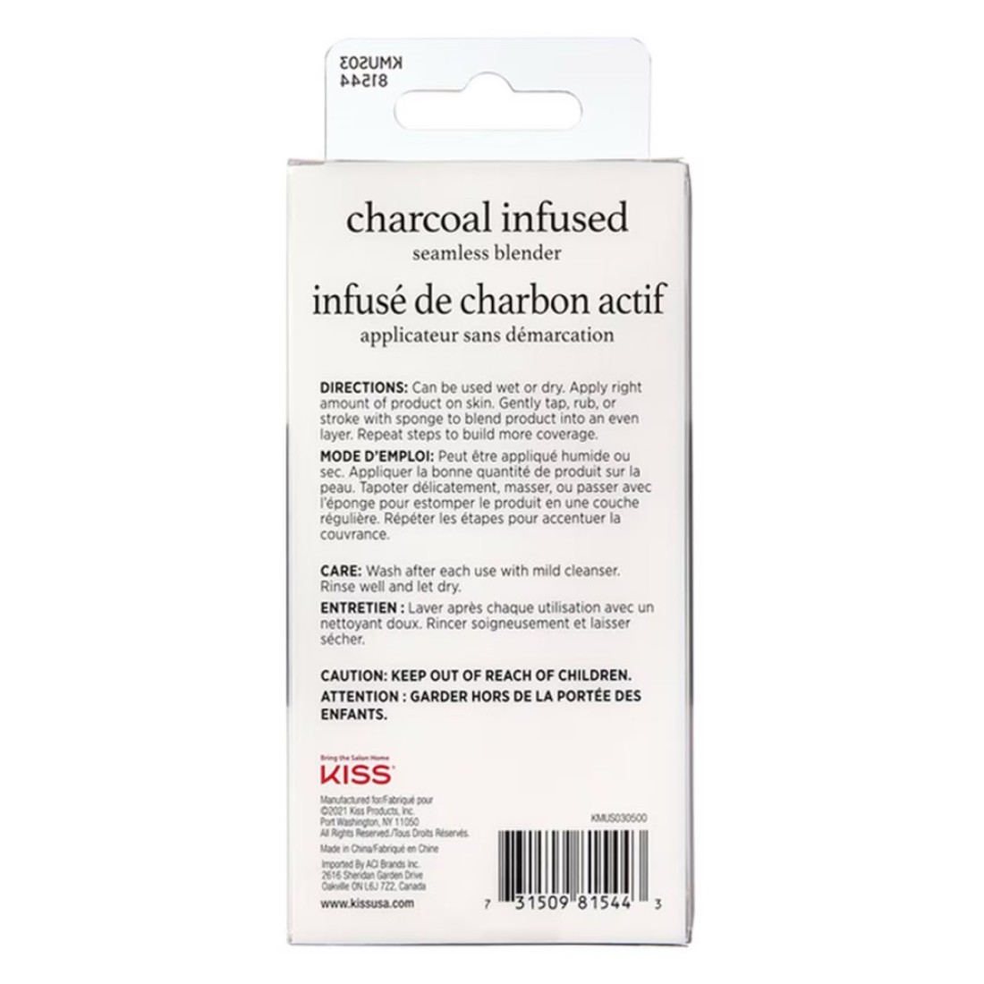 Kiss Charcoal Infused Blending Make Up Sponge KMUS03 Black