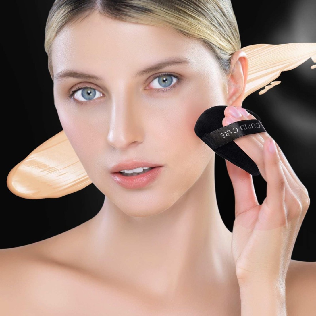 6 Pcs Triangle Powder Puff with 2 Travel Cases Setting Powder Puffs for Face Velour Makeup Puff for Loose Powder Body Powder Blender Sponge Foundation Blending Sponges Beauty Tools