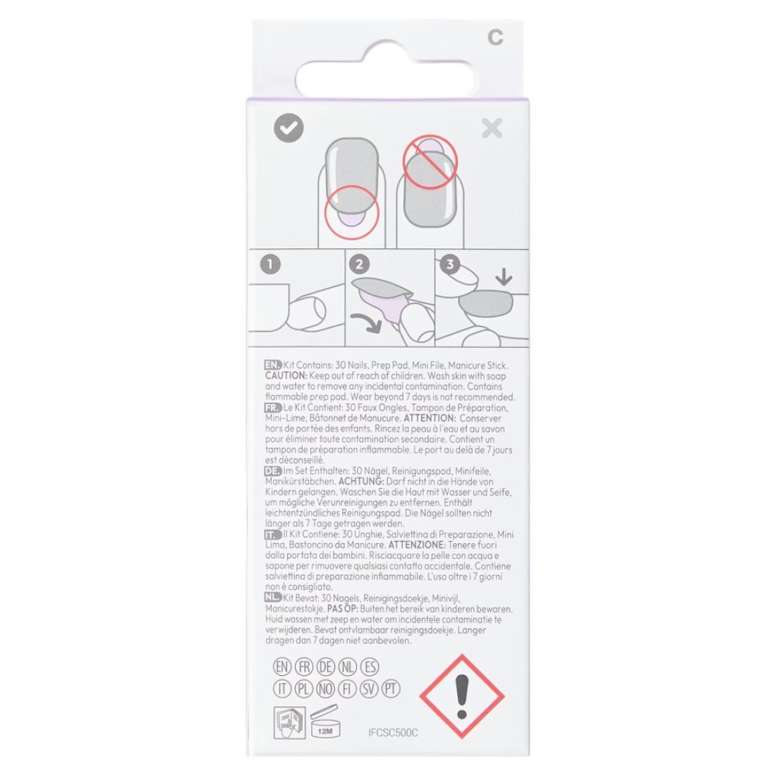 Kiss Impress Classic The No Glue Mani French False Nails IFC01C, Small