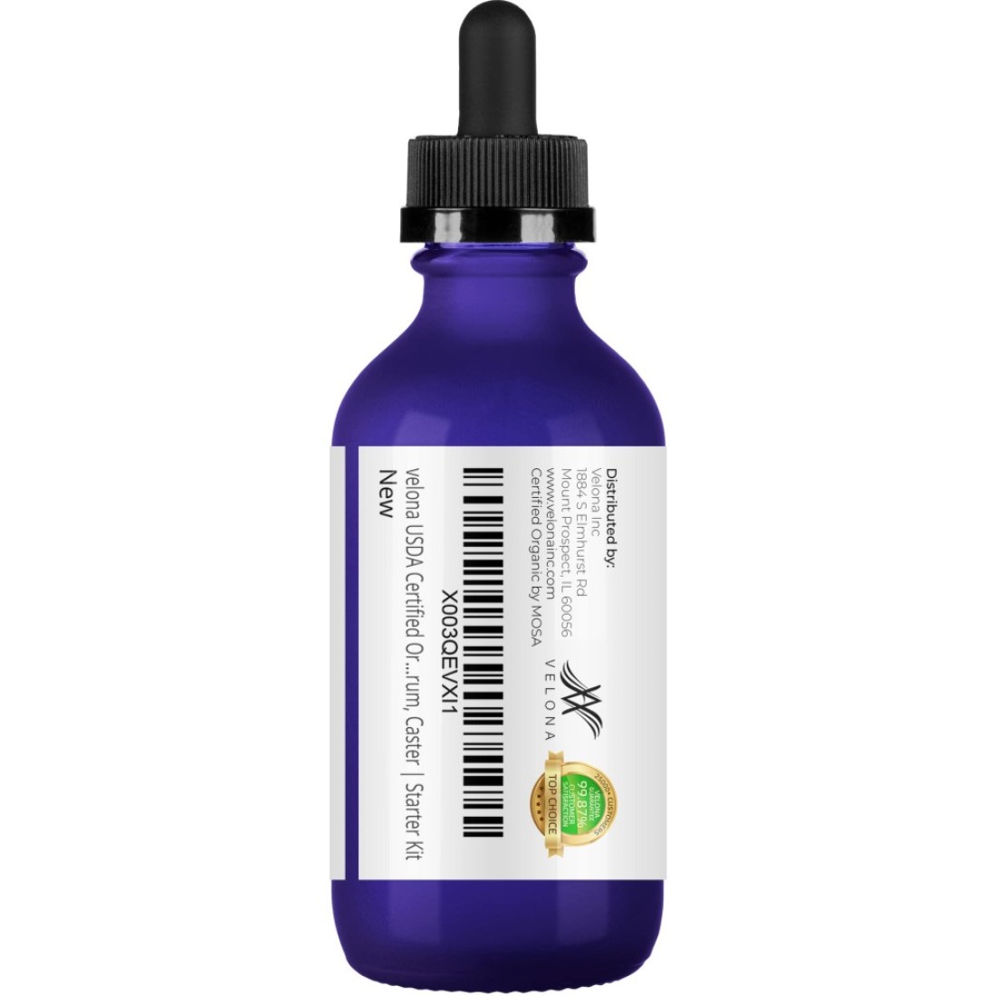 velona USDA Certified Organic Castor Oil 2 fl oz Stimulate Growth Eyelashes Eyebrows Hair Cold pressed Natural Oil USP Grade Hexane Free Lash Boost Serum Caster Starter Kit