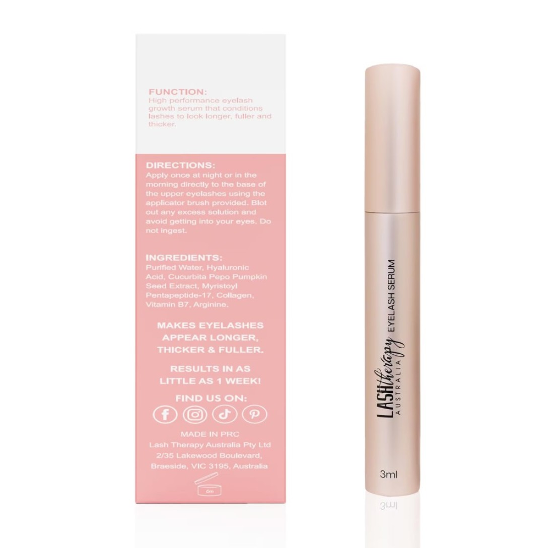 Lash Therapy Australia Lash Serum Eyelash Growth Serum Lash Growth Serum Eyelash Serum To Grow Lashes Lash Boost Serum Lash Enhancing Serum Cruelty Free 3ml
