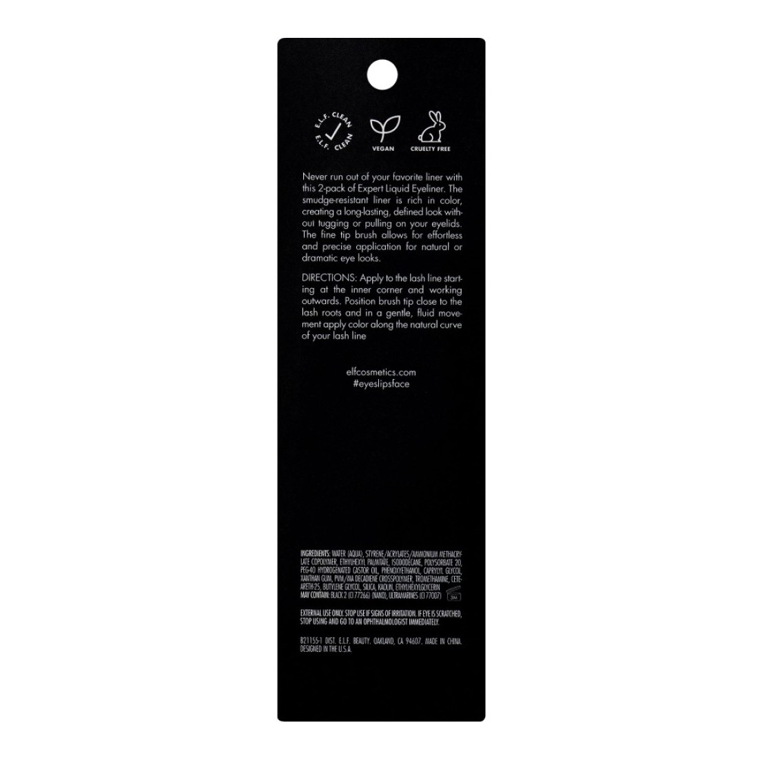 elfExpert Liquid Liner HighPigmented ExtraFine Liquid Eyeliner For Precise Definition LongLasting Vegan CrueltyFree Jet Black 014 oz 2 countPack of 1