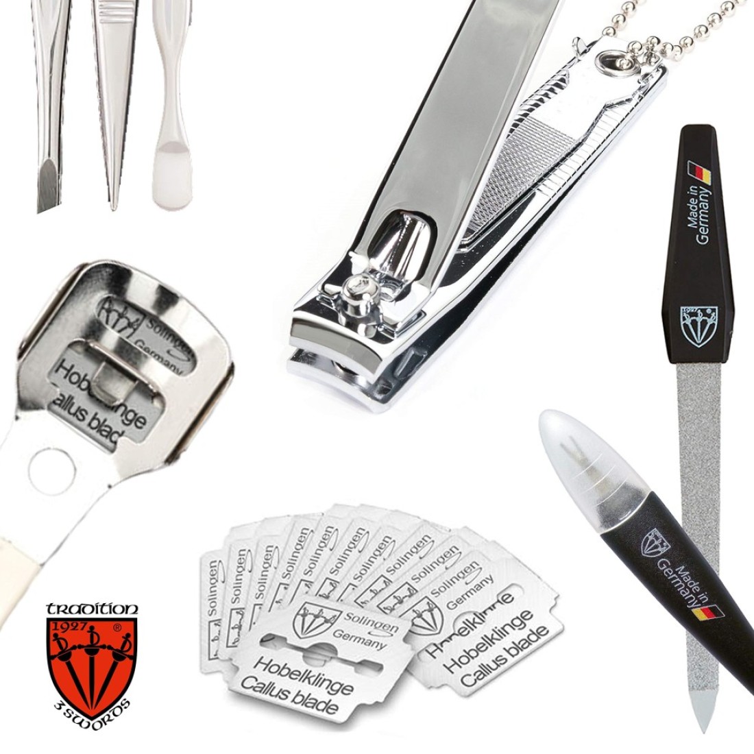 3 Swords Germany brand quality 9piece pedicure kit set callus remover and nail care tools with case Made in SolingenGermany