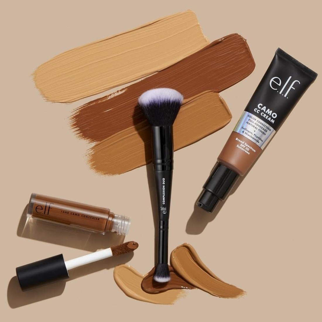 E.L.F. Complexion Duo Brush, Foundation &amp; Concealer Applicator, Airbrushed Finish