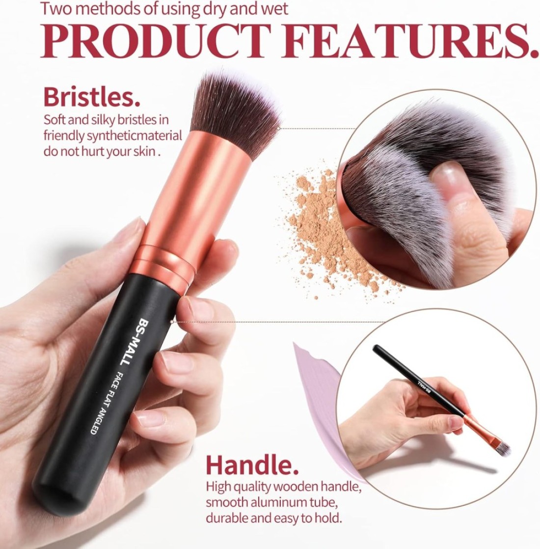 BS-MALL Makeup Brushes Premium Synthetic Foundation Powder Concealers Eye Shadows Makeup 14 Pcs Brush Set Rose Golden