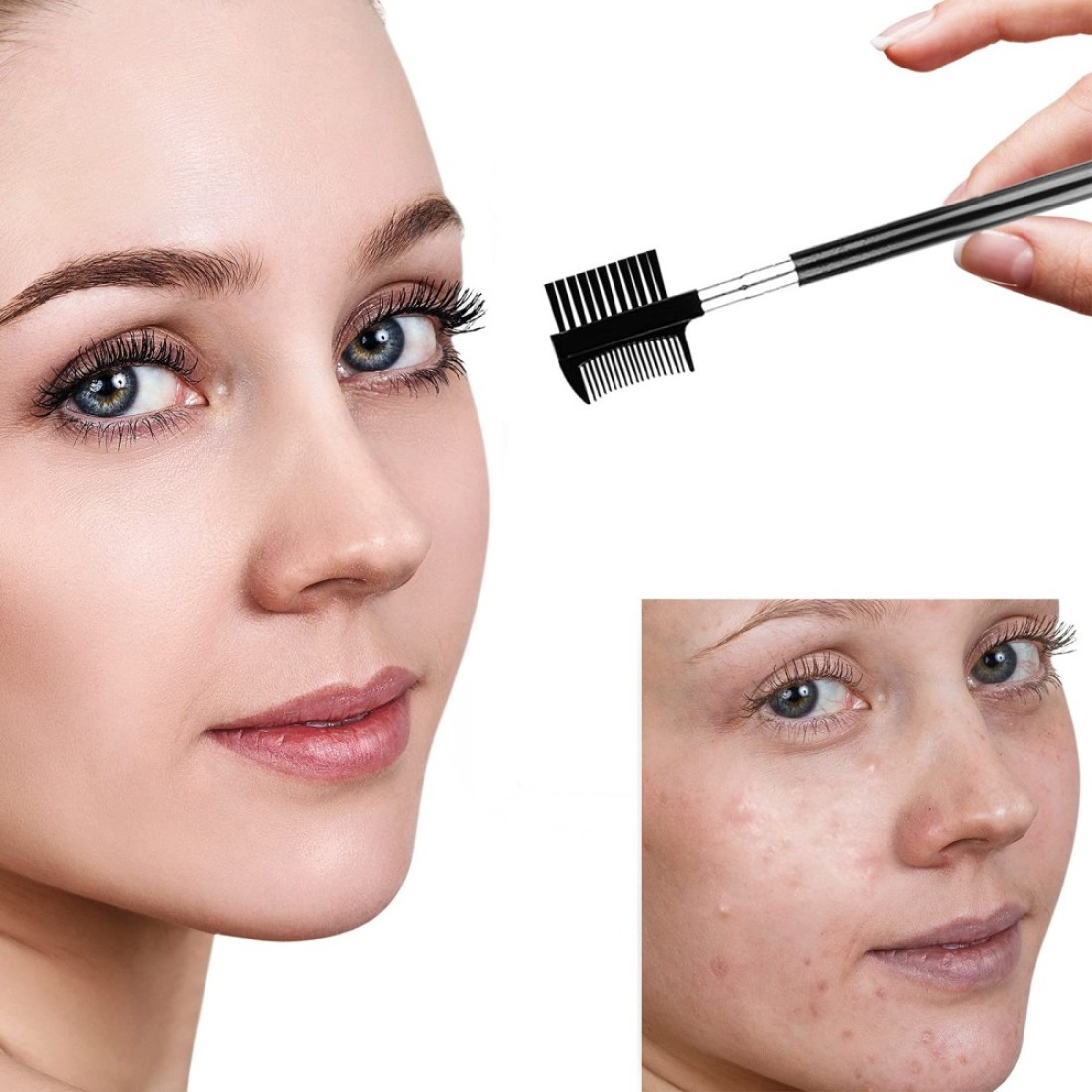 Duo Eyebrow Brush Eyebrow Brush Eyelash Comb and Eyebrow brush Professional Angled Eye Brow Brush and Spoolie Brush Set BlackBlack