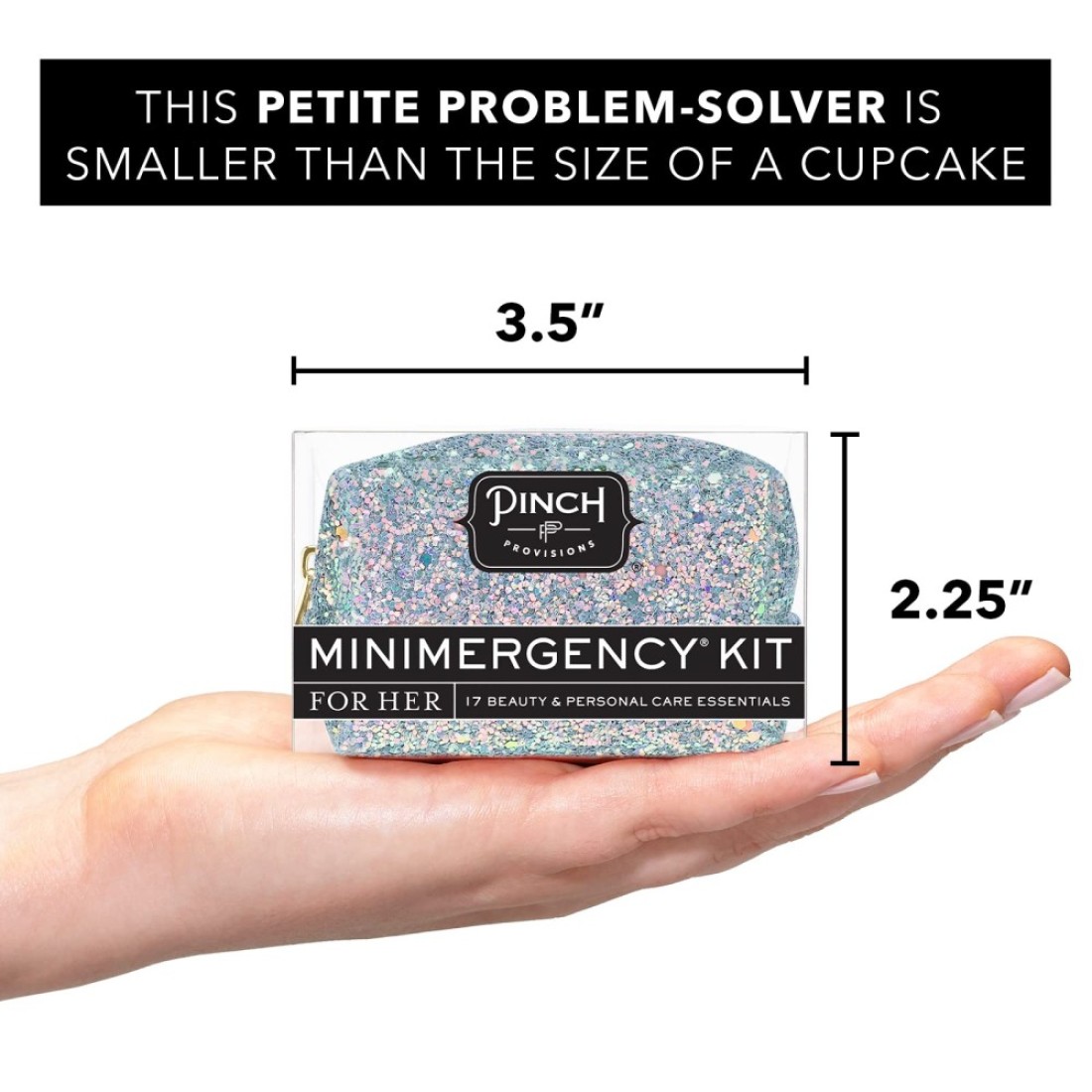 Pinch Provisions Moonstone Glitter Minimergency Kit Includes 17 TravelSized Cosmetic Essentials Convenient for Purses Emergency Beauty Accessories Gifts for Holidays Birthdays
