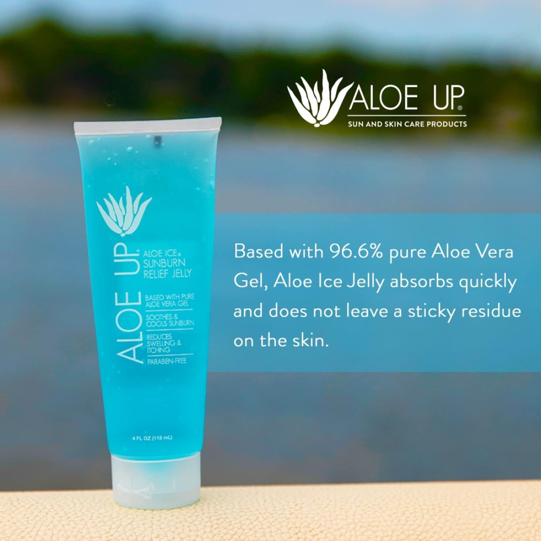 ALOE UP Aloe Ice Sunburn Relief Jelly Face and Body Organic After Sun Gel With 966 Pure Aloe Vera Gel Reef Safe Alcohol and FragranceFree 4 Oz