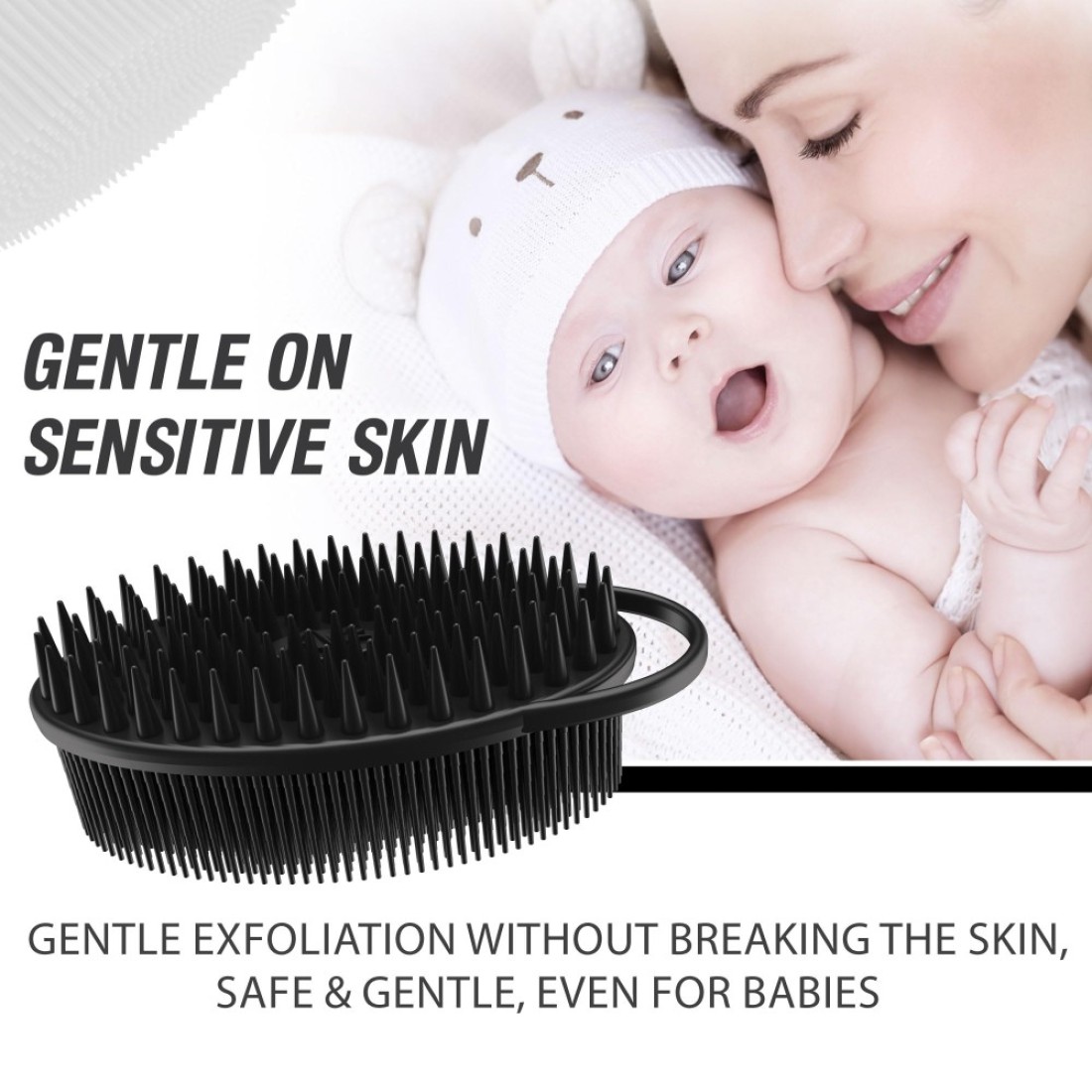 Avilana Style 3 2in1 Exfoliating Silicone Body Scrubber Shampoo Brush Scalp Massager Hygienic Shower Loofah Sponge Alternative for Deep Clean Soft Skin
