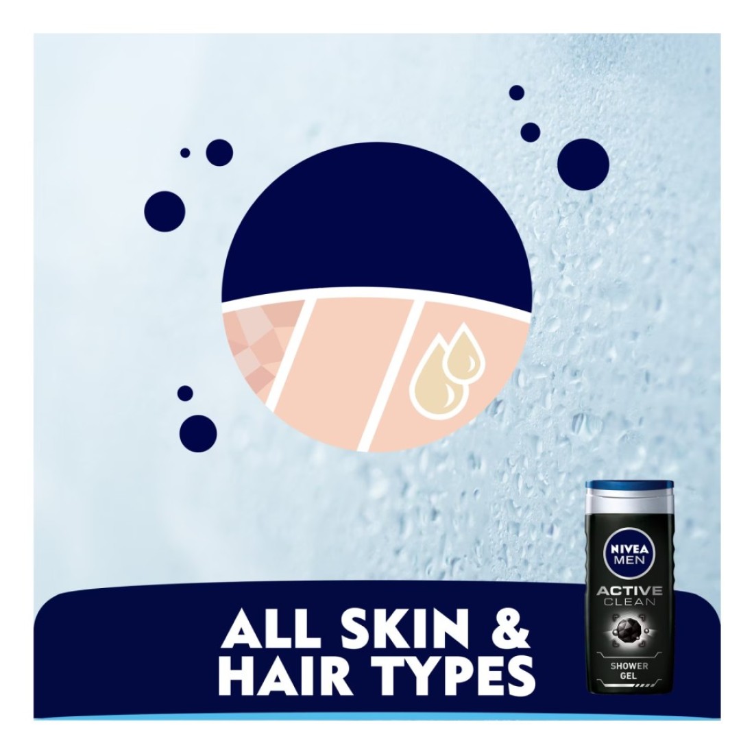 NIVEA MEN 3in1 Shower Gel Active Clean Charcoal Woody Scent 250ml Pack of 2