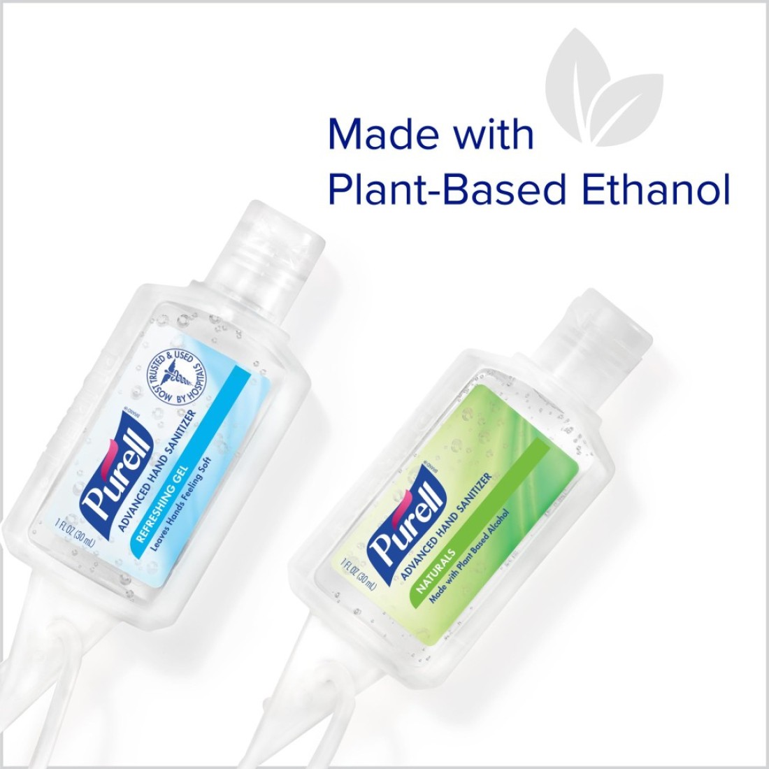 PurellAdvanced Hand Sanitizer Variety Pack Naturals and Refreshing Gel 1 Fl Oz Travel Size FlipCap Bottle with Jelly Wrap Carrier Pack of 8 390009ECSC