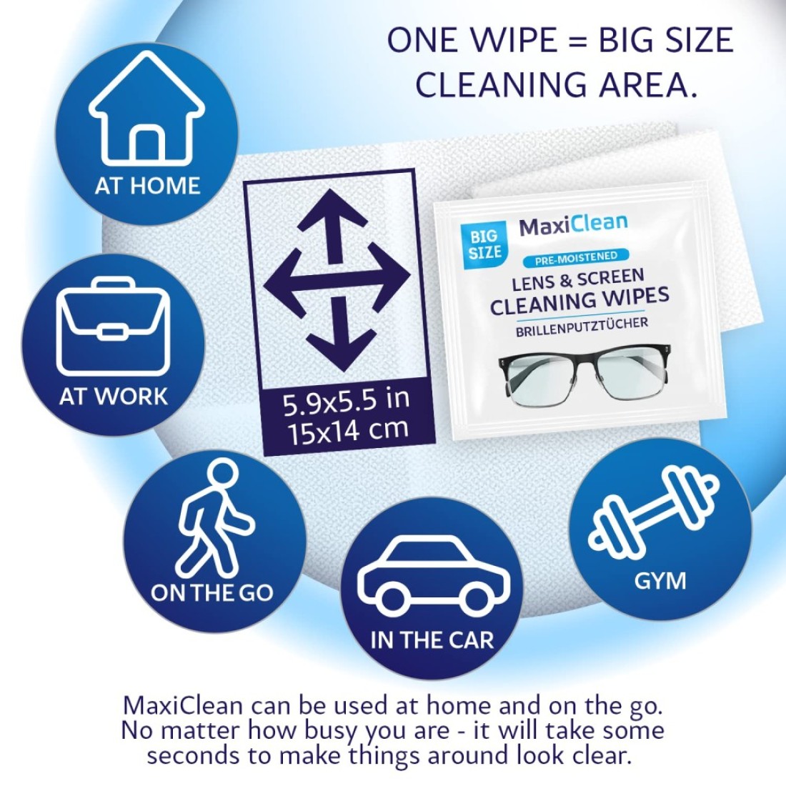 Glasses Wipes Lens Cleaner Lens Wipes for Eyeglasses 400 Premoistened Individually Wrapped Wipes for Eye Glasses Electronics Phone Computer Laptop Screen Camera Lens Cleaner Made in EU