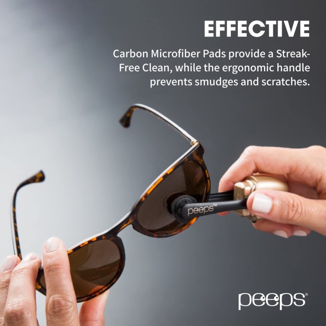 CarbonKlean Peeps Glasses Cleaner for Eyeglasses Reading Glasses and More Lens Cleaner with Carbon Microfiber Tech Injected Black 1 Count Pack of 1