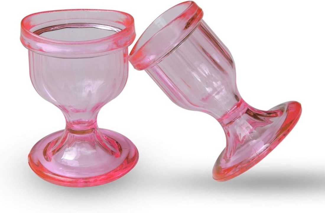 Pink Colored Eye Wash Cups for Effective Eye Cleansing - Eye Shaped Rim, Snug Fit (Set 2 Pcs.)