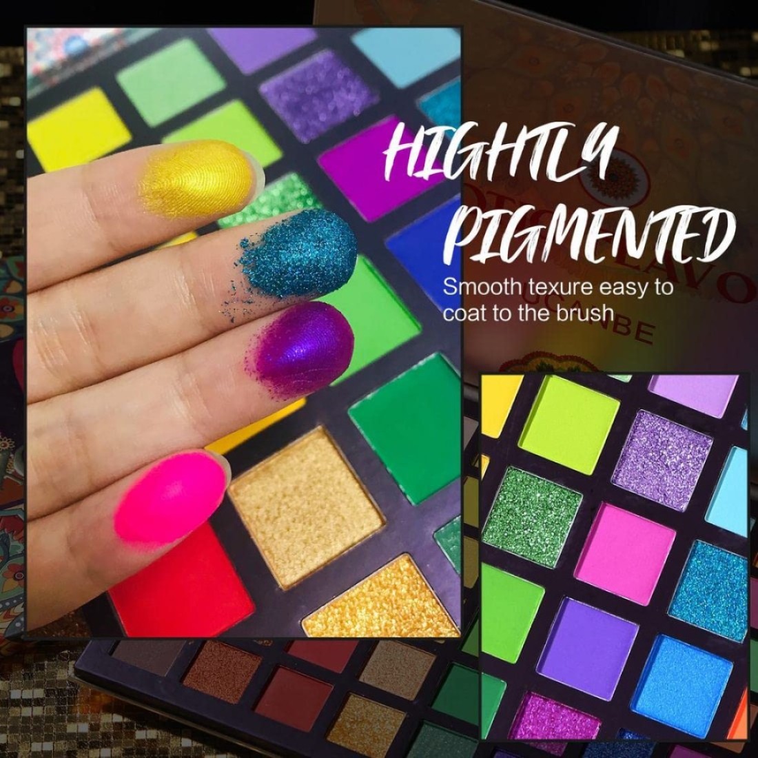 UCANBEEXOTIC FLAVORS Neon Eyeshadow Makeup Palette 48 Colorful High Pigmented Rainbow Matte Shimmer Glitter Eye Shadow Make Up Pallet Gift Set