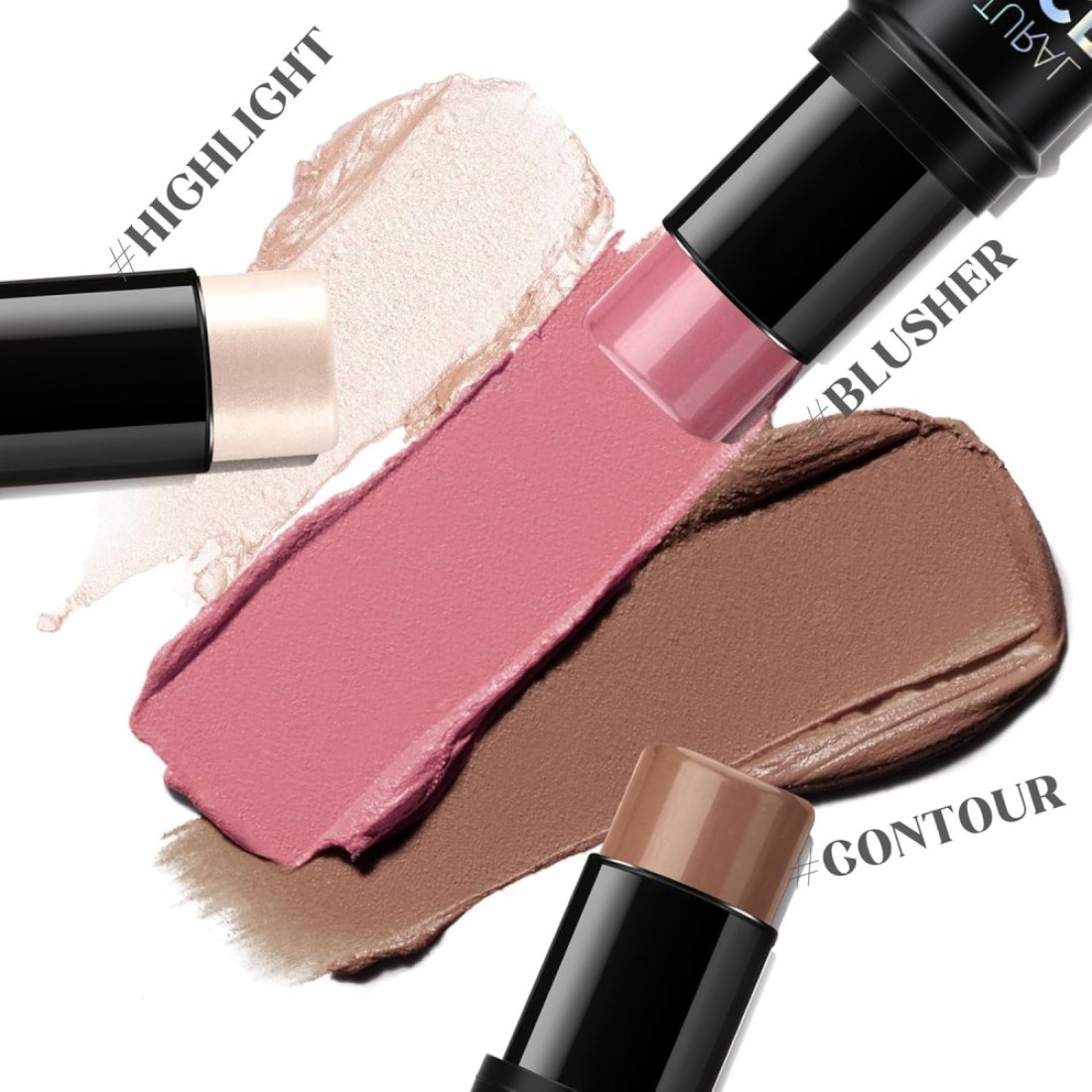 3 Colors Cream Contour Highlighter Blush Stick Trio Set with Dual Head Brush Waterproof Longlasting Bronzer Blusher for Cheeks Matte Dewy Finish Multifunctional Face Professional Makeup Kit