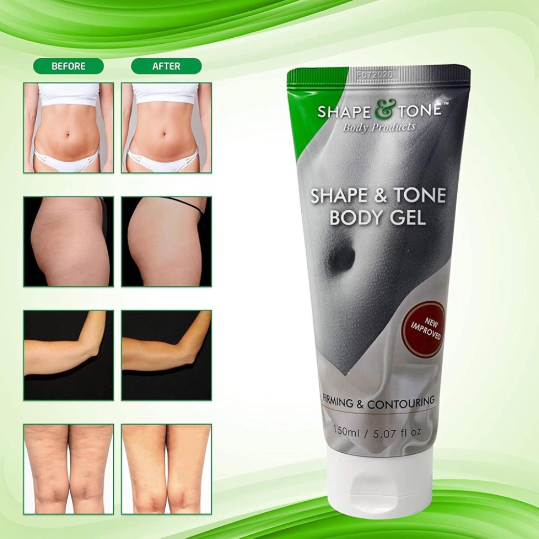 Anti-Cellulite Gel Cream &ndash; Body Moisturizer for Arms Legs and Stomach &ndash; Lift and Slim body cream by Shape and Tone 150 ml