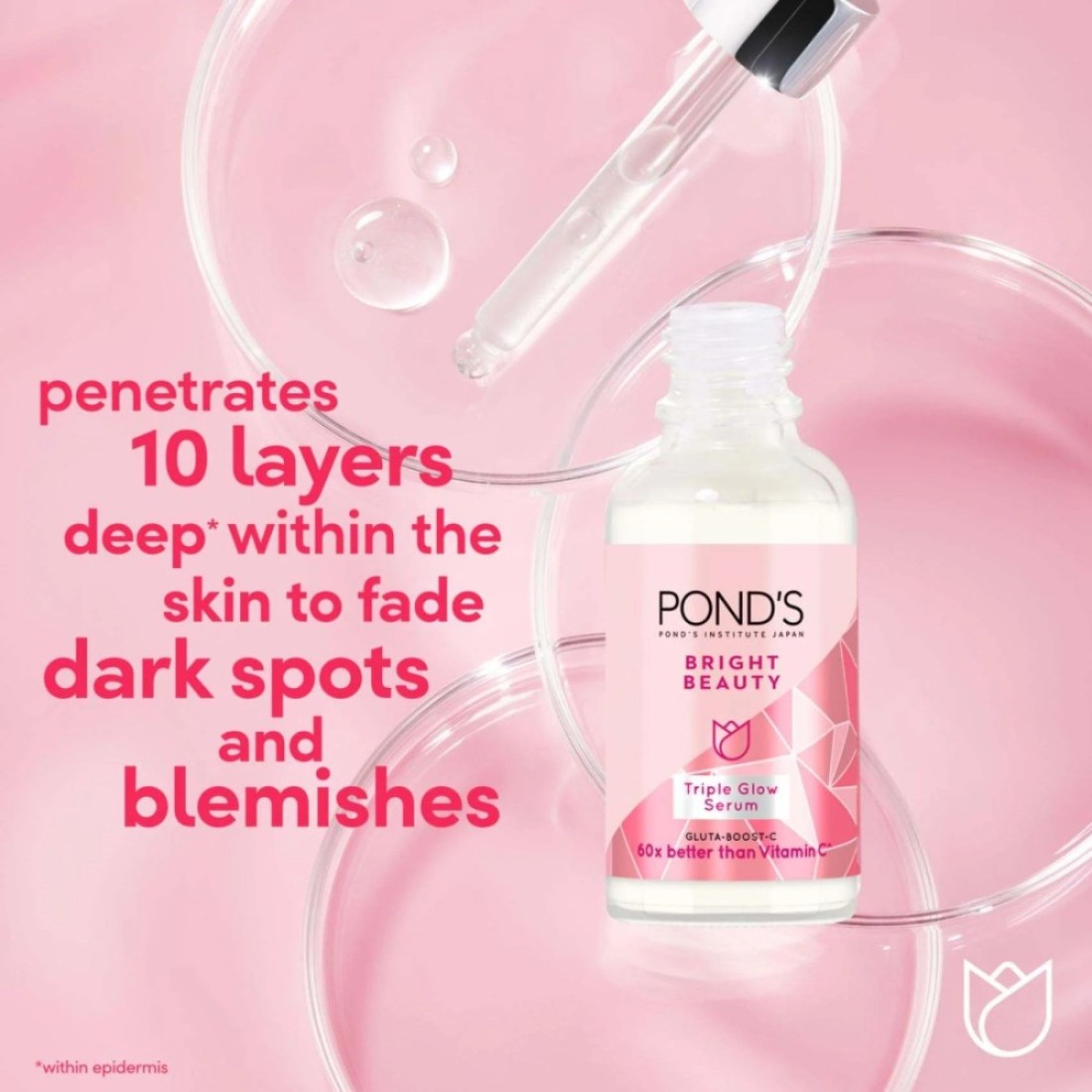 Pond&#39;s Bright Beauty Triple Glow Serum with Niacinamide and Hyaluronic Acid 30g