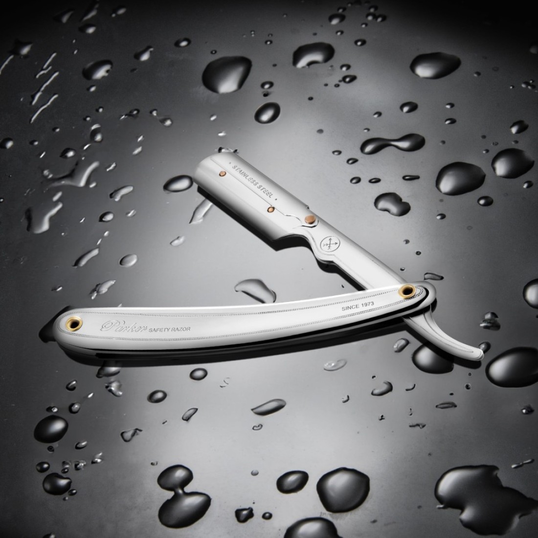 Parker Mens SR1 Stainless Steel Straight Edge Razor With 5 Parker Platinum Blades