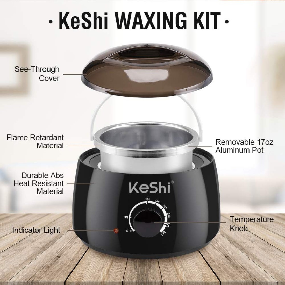 Brazilian Waxing Kit KeShi Wax Warmer for Painless Hair Removal with 5 Bags Hard Wax Beans for Full Body Legs Face Eyebrows Bikini Wax for Women Men