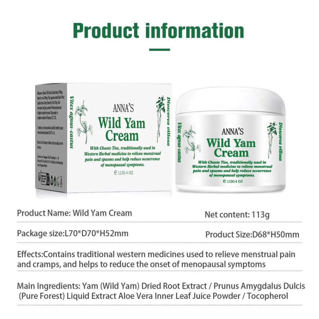 Wild Yam Cream ANNAS Wild Yam Cream Organic for Hormone Balance Womens Organic Wild Yam Root Cream Promoting Perimenopause Natural Recipe for Relieving Hot Flashes and Night Sweats