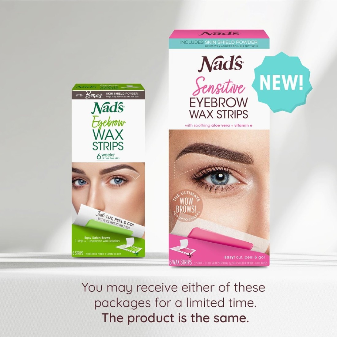 Nads Eyebrow Wax Strips Facial Hair Removal for Women Eyebrow Wax Kit with 6 Eyebrow Waxing Strips 6 Calming Oil Wipes 2g Skin Protection Powder 1 Count