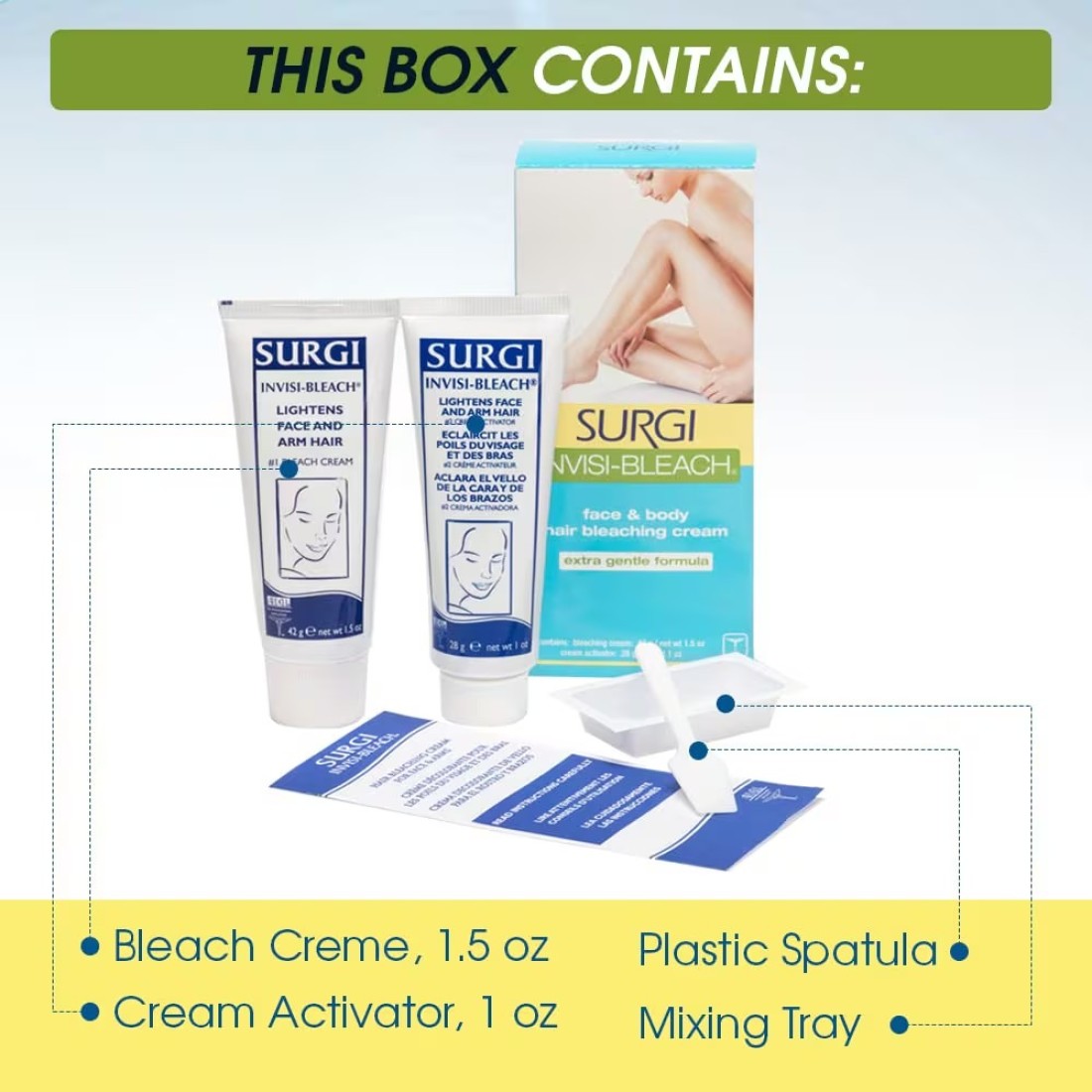Surgi Wax Face Body Hair Bleaching Cream 15 ounces