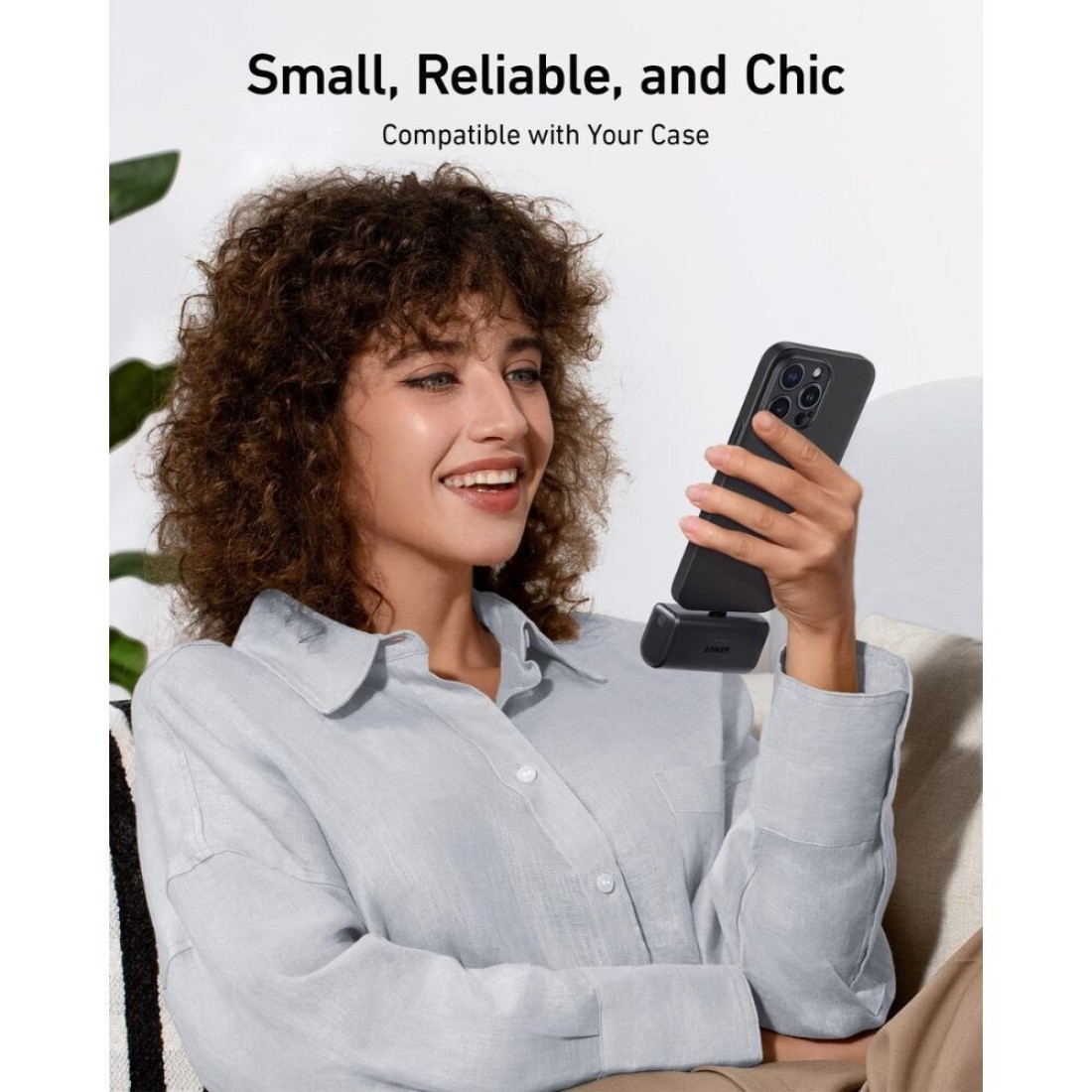 Anker Nano Power Bank with Built-in Foldable USB-C Connector, 5,000mAh Portable Charger 22.5W, for iPhone, Samsung Series, Huawei, iPad, AirPods, &amp; More , White