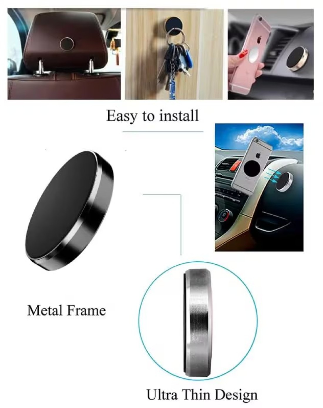 Universal Magnetic Air Vent Car Cell Phone Holder cellphone Dashboard Clip Magnet Mobile Phone Stand Mount for Car HA8