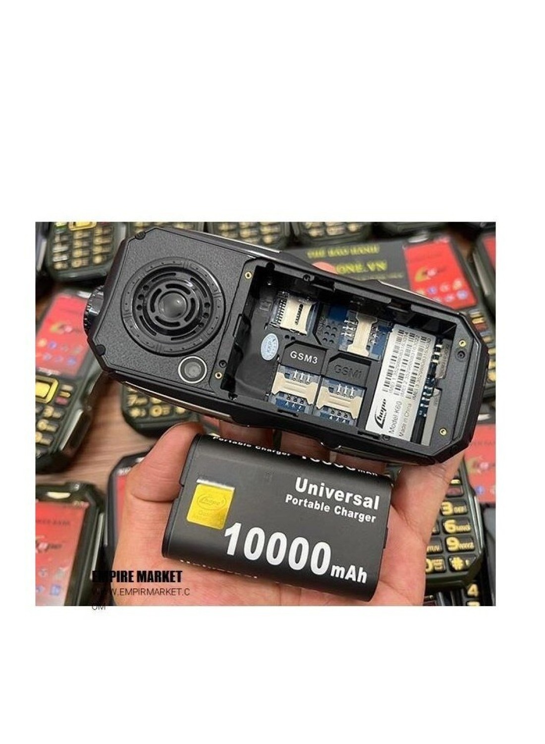 هاتف ببطاقة SIM 4 بسعة 10000 مللي أمبير في الساعة يتجاوز تجربة الهاتف المحمول 3 في 1 ومزود بإضاءة LED ومصباح كهربائي فائق السطوع.