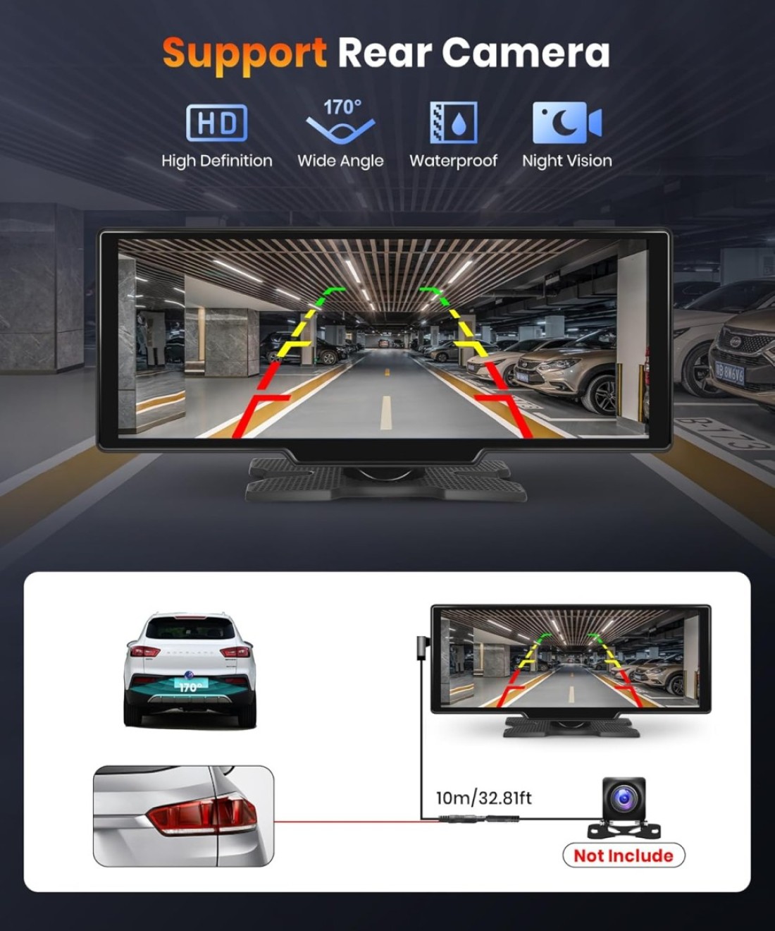 podofo 10.26 Touchscreen Portable Wireless Apple Carplay Car Stereo, Portable Car Screen Compatible with Bluetooth Hands-Free/GPS Navigation/Siri Assistant/Voice Control,7V-32V Suit for All Vehicles
