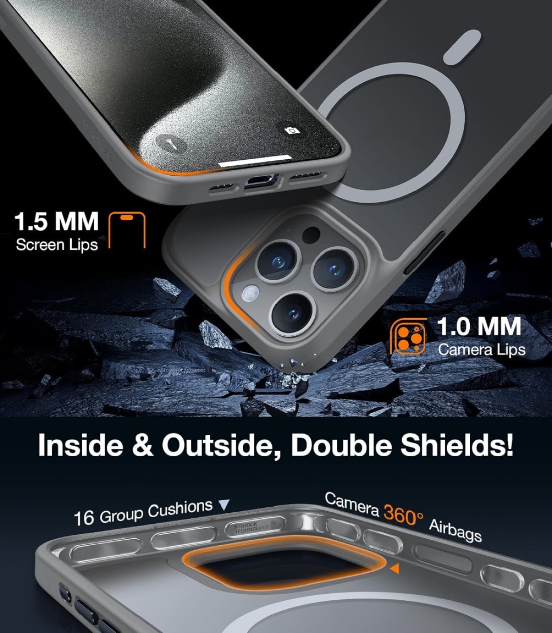 Torras Guardian Magnetic Series Designed for iPhone 15 Pro Max Case, [Military Grade Drop Tested] [Compatible with MagSafe] Slim Case for iPhone 15 Pro Max Phone Case, Natural Titanium