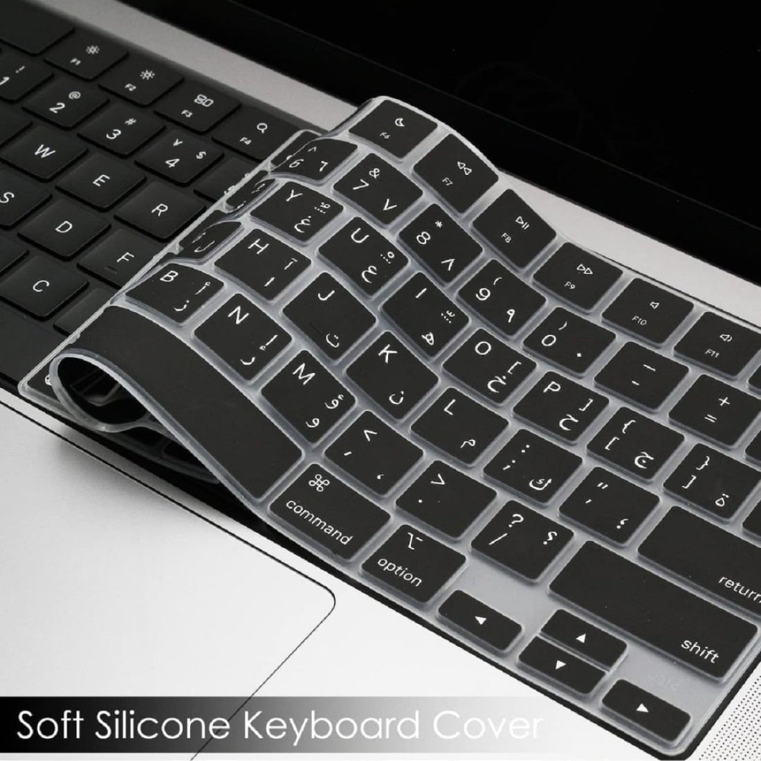 US Version Arabic Keyboard Cover for MacBook Air 15/13.6&quot; 2022,2023 Model A2941/A2681 &amp; MacBook Pro 14&quot; 2023,2022, Model A2442, A2779 M1 &amp; MacBook Pro 16&quot; 2023,2022, Model A2485,A2780 M1, Black