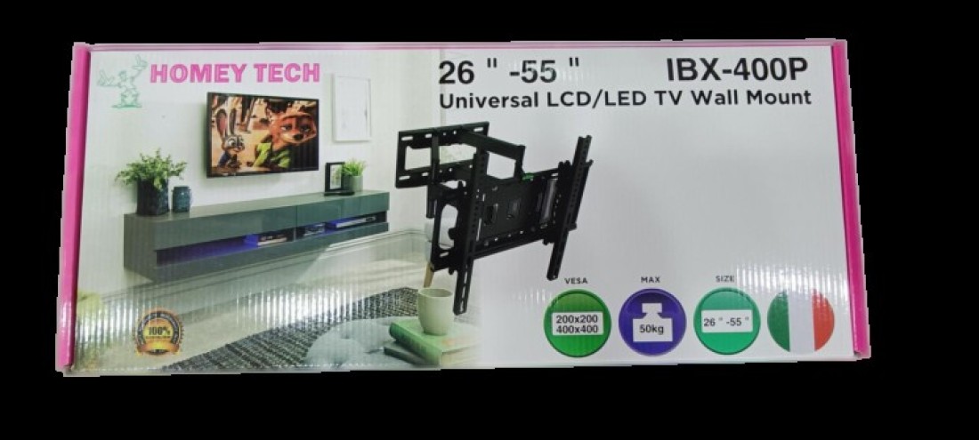 Homey Tech IBX-400P Universal TV Wall Mount &acirc;&euro;&ldquo; 120&Acirc;&deg; Swivel, &Acirc;&plusmn;15&Acirc;&deg; Tilt, Low Profile, Fits 26-55 Inch TVs (Max 50kg, VESA 400x400)